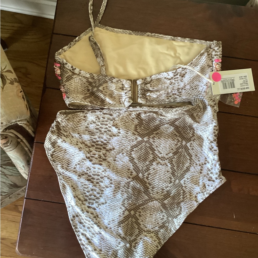 Ramy Brook Neutral Snake Print One Piece - Picture 3 of 4